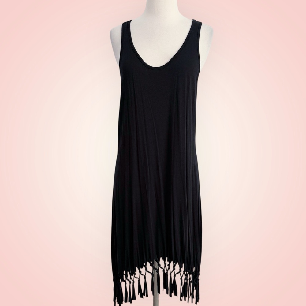 LASCANA for Venus Fringe Hem Beach Dress Women’s Size 8 Black NWT - Picture 5 of 12